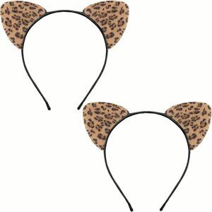 2 Pack Cat Ears Headband, Soft Furry Cat Ear for Women Boys & Girls, Cosplay Par